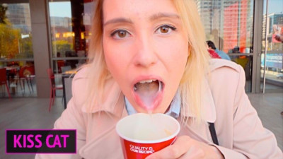 Excellent Kisscat at public cum action
